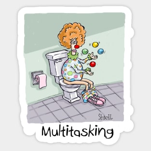 Multitasking Clown Sticker